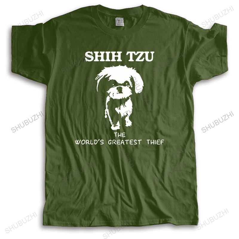 Cotton High Quality Tshirt Men Summer Loose Tees Shih Tzu The Worlds Greatest Thief Bigger Size Homme Black Oneck Teeshirt