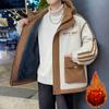 Winter Fleece-lined Thickened Jacket Men's New Fashion Cold-proof Warm Youth Hong Kong Style Tooling Large Pocket Cotton-padded Jacket