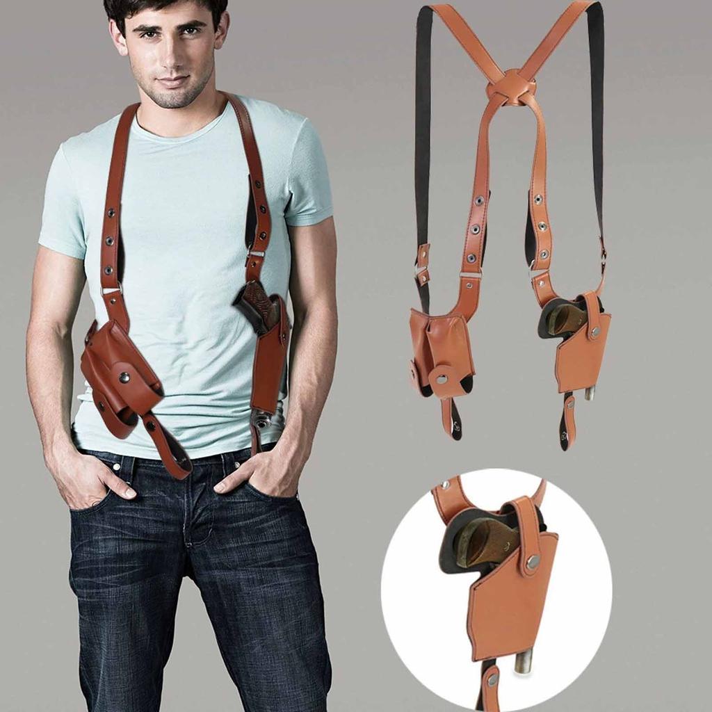 Leather Concealed Carry Shoulder Holster –  Underarm Universal G17 1911  Case with Magazine Bag for Outdoor Shooting and Hunting