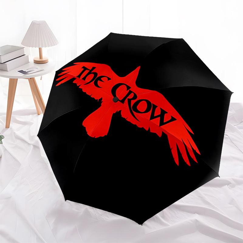 1 Stück The Crow Automatischer Regenschirm | Tragbar Faltbar 8-Rippen Manuell Öffnend, Süßes Halloween & Weihnachtsgeschenk für Draußen, Lässiges Accessoire, Langlebige Schirmkappe y