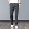 Summer Thin Plaid Formal Stretch Pants Men Slim Business Grey Black Casual Pant Fashion Male Clothing England Trousers