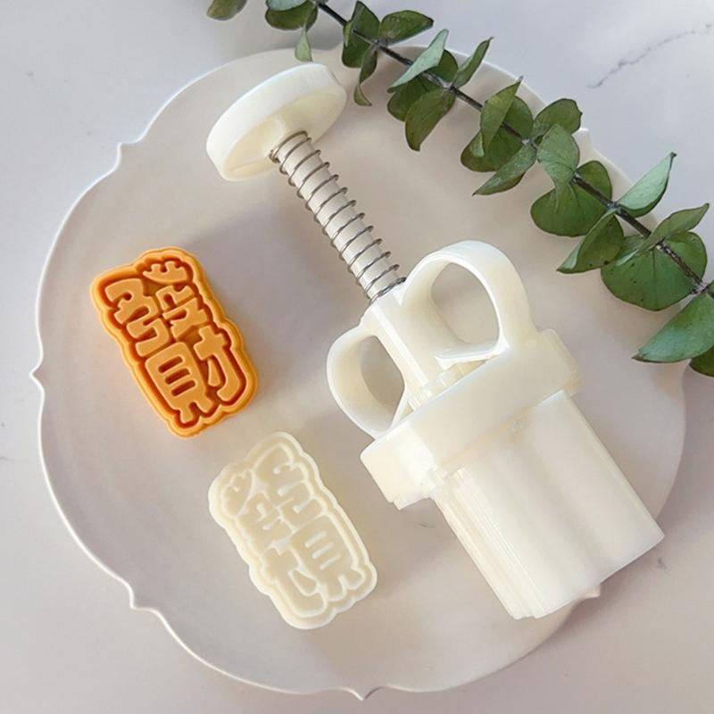 Mooncake Mold Baking Mould Hand Pressure Moulds Blessing Word Shaped Chinese Dessert Molds Perfect Gift for Baking Lover