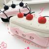 Cherry Cake Plush Pencil Pouch Large Capacity Stationery Case Cute Pen Holder for School Supplies Makeup Brushes