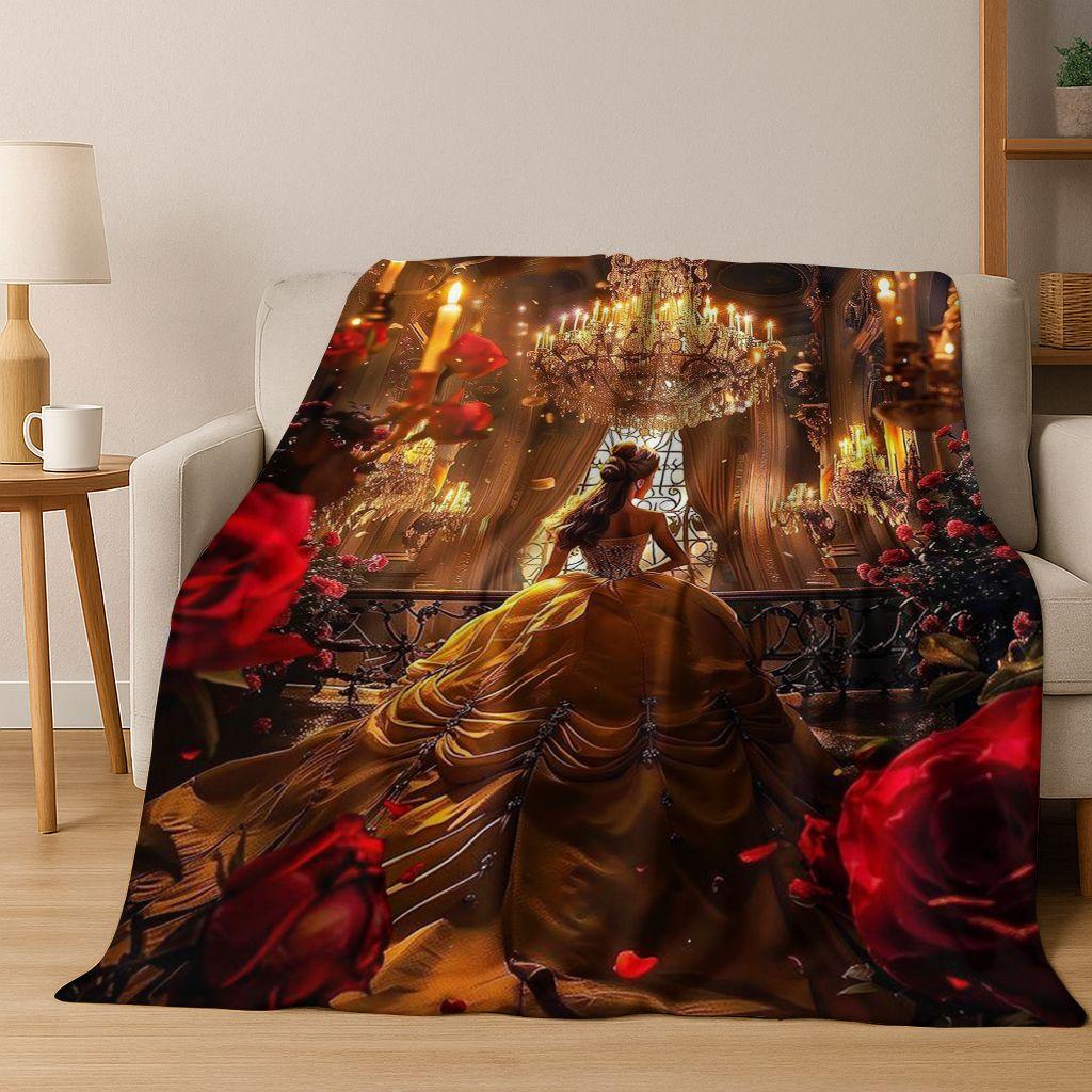 3D-Flanelldecke mit dem Motiv „Die Schöne und das Biest“ – warm, kuschelig und perfekt für Zuhause, Schlafzimmer, Bett oder Sofa. Ideal als Geschenk für Kinder.