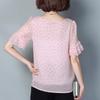 Summer Women Polka Dot Print Short Trumpet Sleeve Tops Stylish Casual Shirt