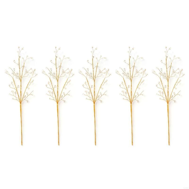 Set Of 5 Artificial Plant Branch for Christmas Tree Flower Bouquet Decoration Accessories Holiday Decorating Supplies X3UC