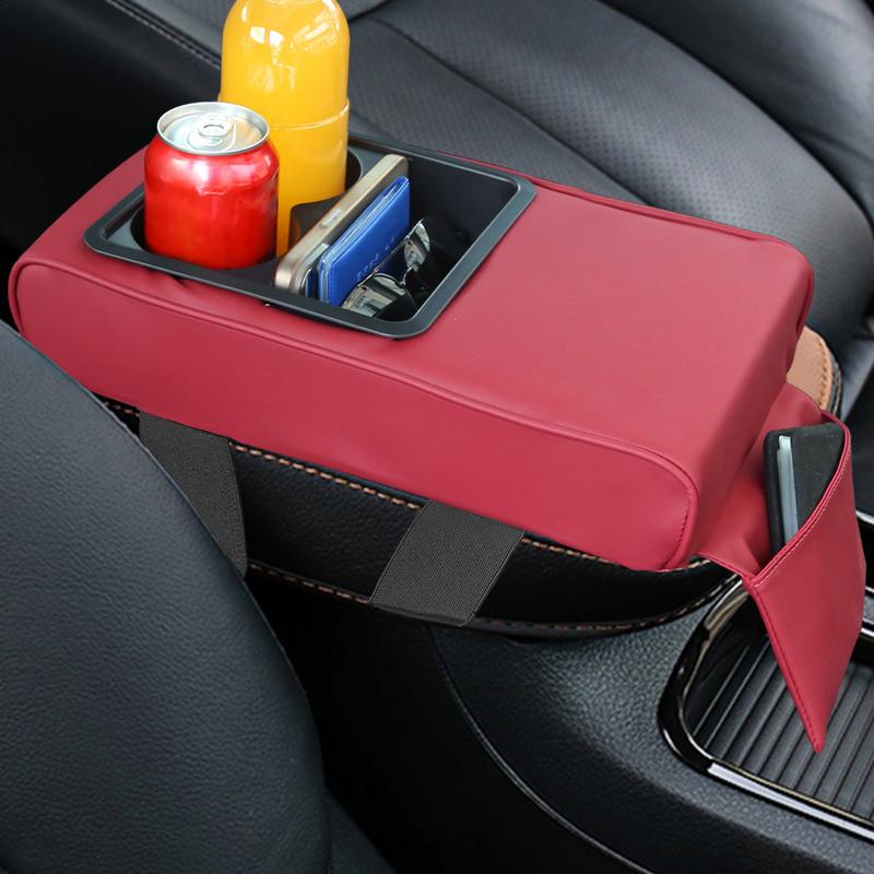 Car Armrest Cover Comfortable Waterproof PU Leather Armrest Cover Pad Universal Auto Arm Rest Pad Storage Box Car Pillow
