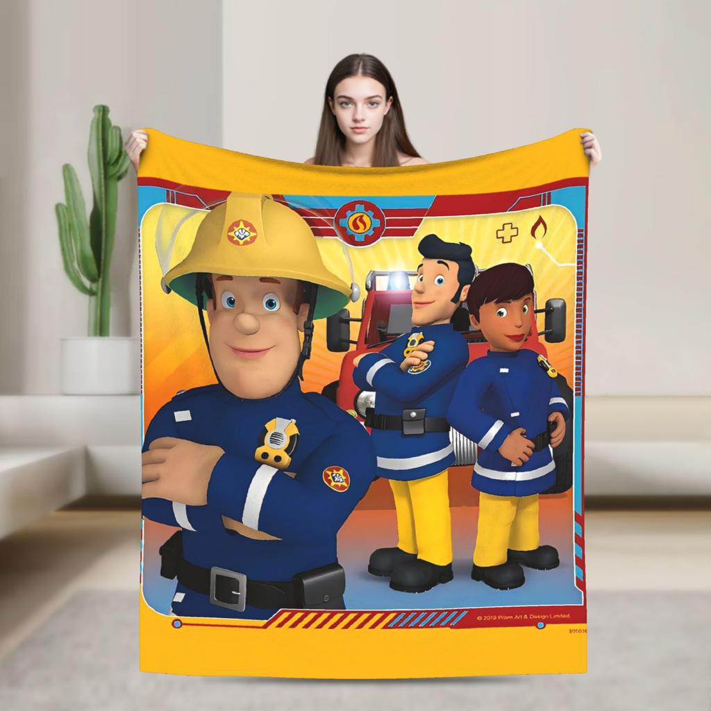 Firemans Sams Flannel Blanket Winter  Super Warm Throw Blanket for Girls Boys Outdoor Pattern Bedspread Sofa Bed Cover
