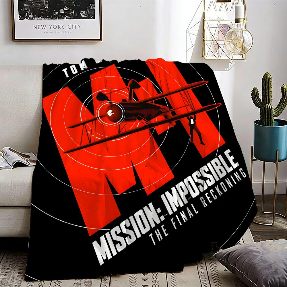 Mission Impossible The Final Reckoning Throw Lightweight 240g Flannel Blanket Soft Skin-friendly for Summer Cooling 75X95CM