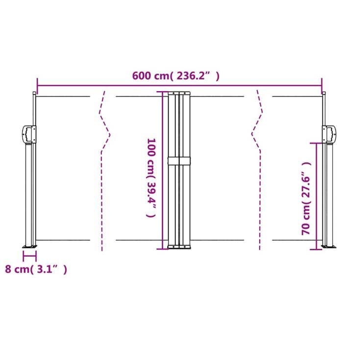 VidaXL Auvent latéral rétractable crème 100x600 cm, écran d’intimité de jardin, brise-vue de balcon, écran d'extérieur, 4004580