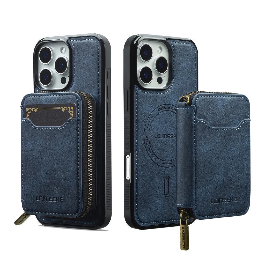 2 In 1 Detachable Magnetic Zipper Card Solt Wallet Leather Case For iPhone 17 Pro Max 16  Plus 15 14 13 12 11 Purse Bag Cover