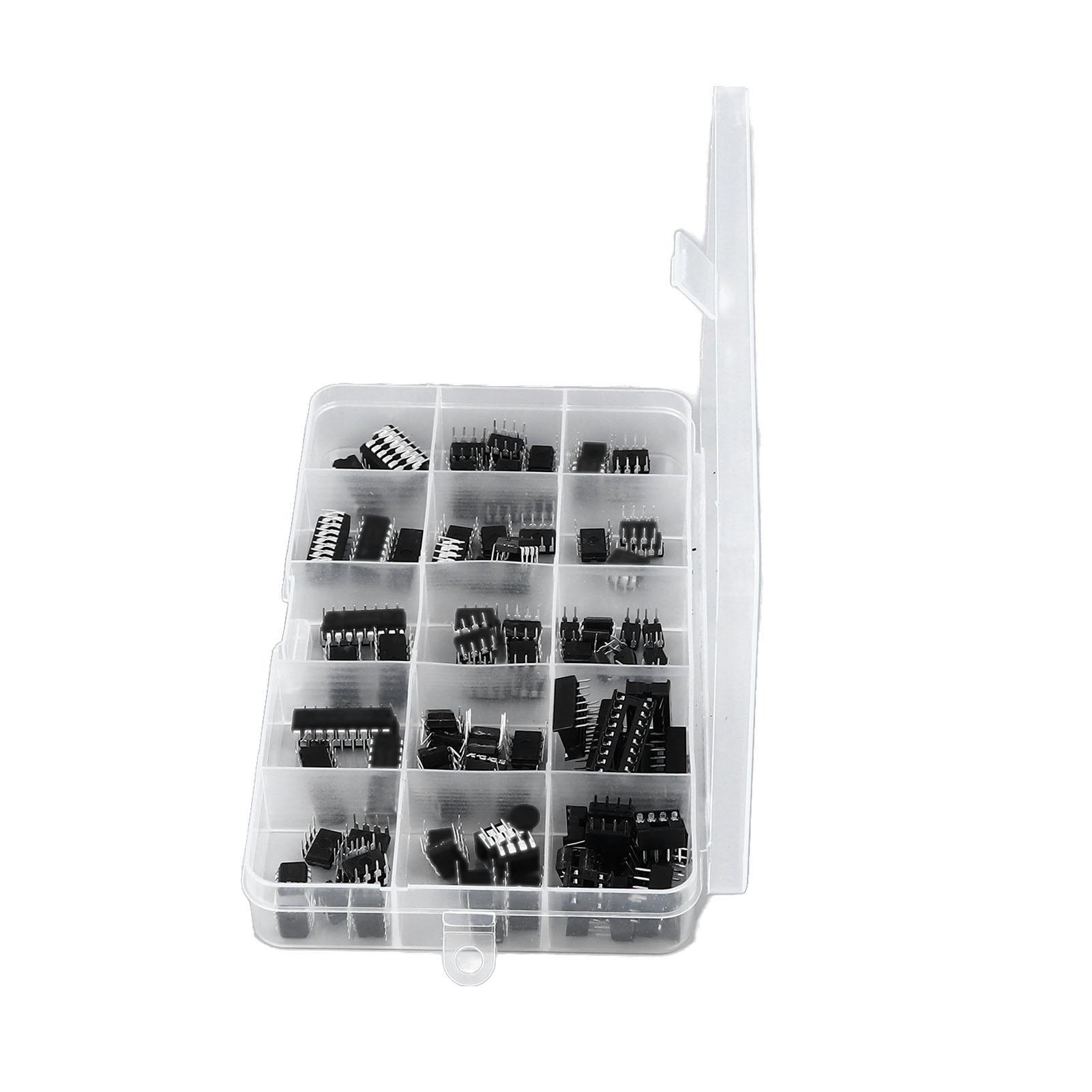

100PCS 12 Types Amplifier Chips and 20PCS DIP Sockets Integrated Circuit Chip Assortment Set Single Accuracy Timing