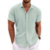 COOFANDY Herren Leinenhemd Kurzarm Freizeithemd Hemd mit Knöpfen Herren Strand Sommer Hochzeitshemd