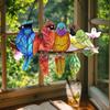 Birds On A Branch Suncatcher Stained Glass Acrylic Window Hanging Decoration with 4 Birds for Garden Home Decor Bird Lover Gift for Mom Grandma