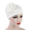 Turban Hat Stretchy Breathable Solid Color Women Side Flower Beanie Cap Headwear Hair Accessories
