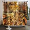 Fall Forest Natural Scene Shower Curtain for Bathroom Autumn Maple Tree Plants Rural Landscape Pumpkin Waterproof Shower Curtain