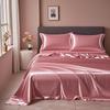 Ice Silk Bed Sheet Set Summer Cooling Solid Color Soft Durable Machine Washable Dormitory Single Bedding Set