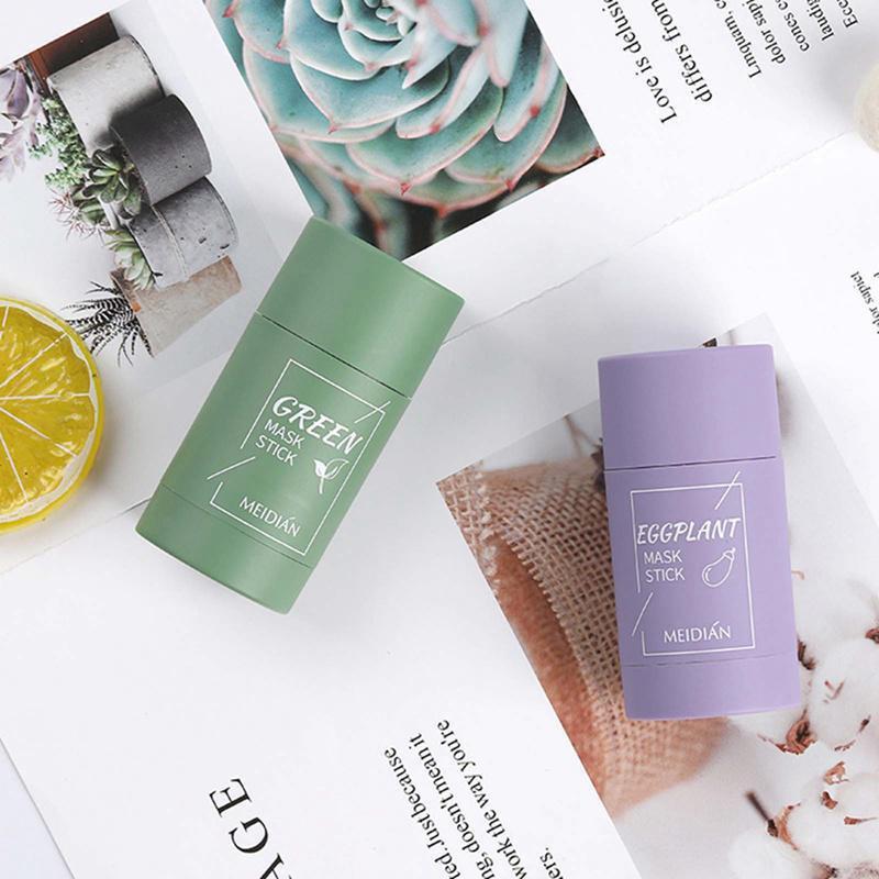 40G Green Tea Purifying Clay Stick Mask Oil Control Anti-Acne Eggplant Fine Solid Cleaning Cream YSL