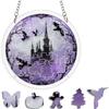 Halloween Acrylic Puzzle Decor, 2D Ghost Pumpkin Skeleton Hanging Sign, Faux Stained Glass Spooky Puzzle for Party Home Decor, Stress Relief Toy