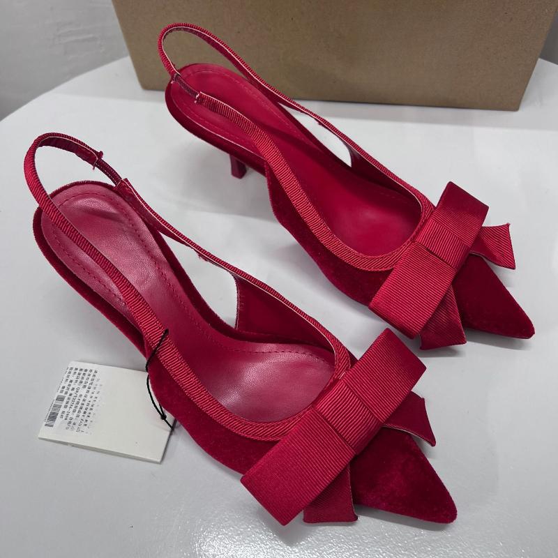 Fashion Butterfly-knot Pointed Toe Brand Ladies Mules Pumps Fashion Elegant Slingback Dress Shoes High Heels Party Bridal Women Footwear