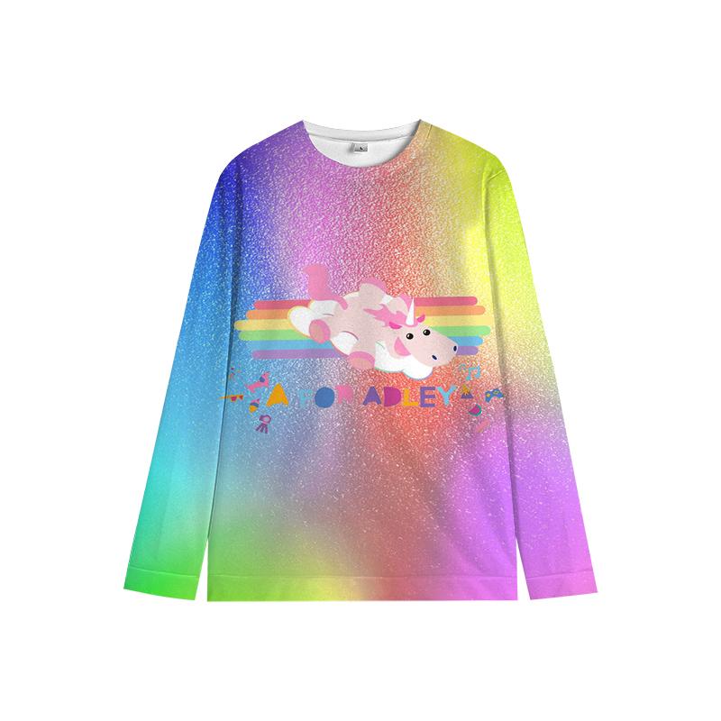 

Толстовка для детей A for Adley с рисунком единорога и радуги для детей, повседневный свитер с длинными рукавами, осенняя одежда для мальчиков, толстовки с круглым вырезом, подарки 160 красный