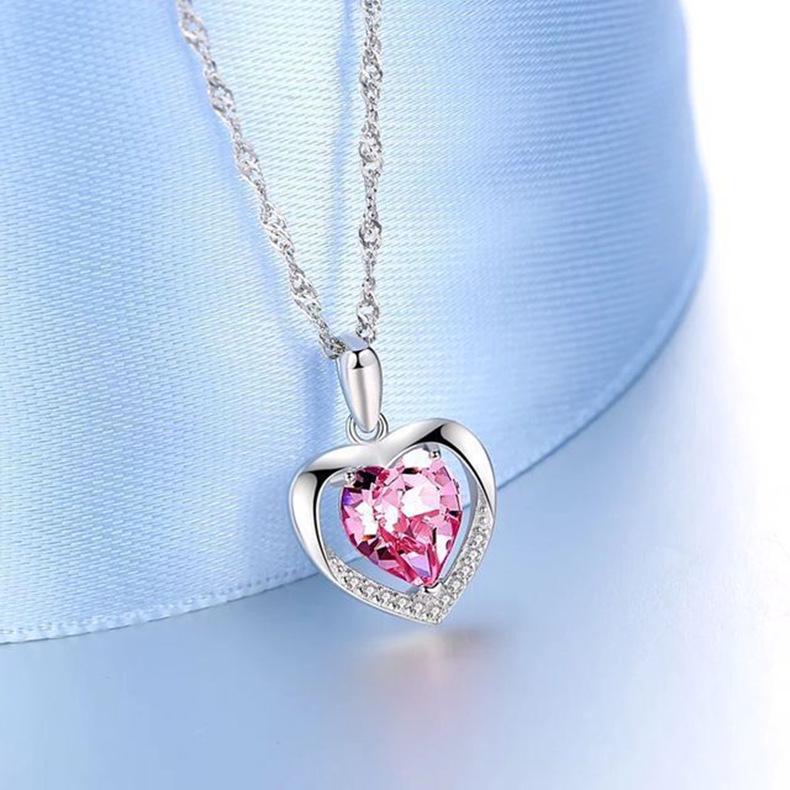 Trendy 925 Sterling Silver Heart Pendant Necklace for Women – Perfect Valentine's, Birthday, or Wife Gift