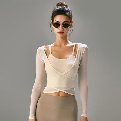 Set Yoga Professionale da Donna: Completo Due Pezzi a Manica Lunga, Modellante in Vita, Dimagrante per Pilates con Imbottiture sul Seno.