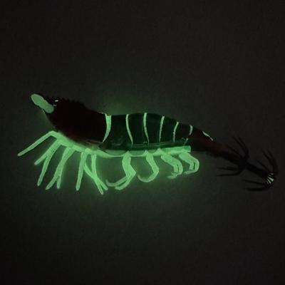 Shrimp 6.6g 80mm Squid Jig Horizontal Webfoot Slow Sinking Lure Luminous Wood Shrimp Octopus Bait Cuttlefish Fishing