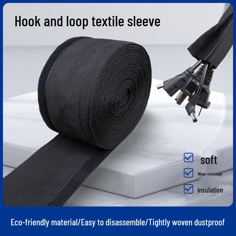 

Flame Retardant Hook & Loop Wire Sleeve, Wear-Resistant Cable Protection 16mm Black