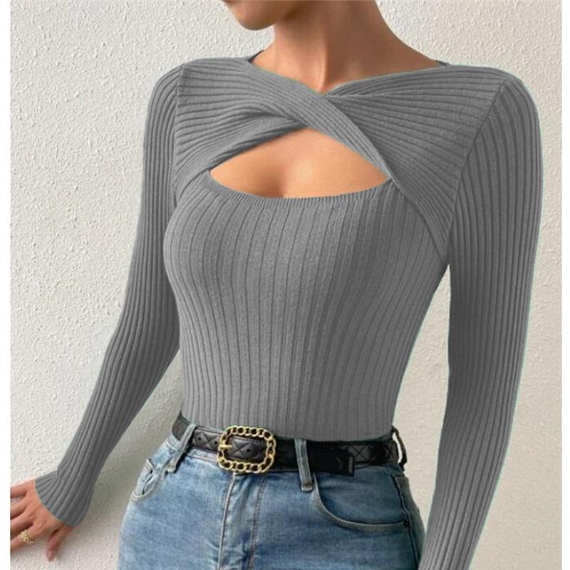 Podzim Zima Pletený svetr pro ženy Pulovry a svetry s dlouhým rukávem Dámské Základní úplety Topy