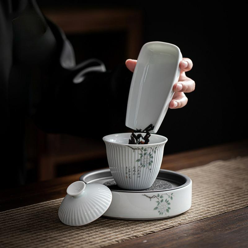 Tazza Gaiwan in Ceramica Fatta a Mano Stile Giapponese Tazza a Coperchio Tazza da Tè per Uso Domestico Tazza a Coperchio per la Preparazione del Tè Accessori per Set da Tè Kung Fu
