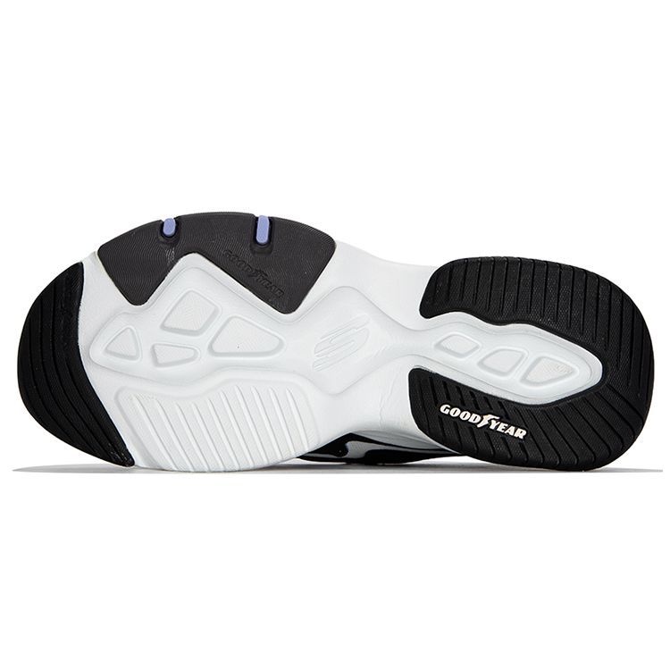 Skechers DLites Stoff Leder Bequem Vielseitig Niedrig geschnitten Dad Sneaker Damen Sneaker Schwarz Lila 896138-BKLV