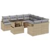 VidaXL Ensemble de Canapé de Jardin 9 Pièces avec Coussins Beige en Rattan Poly 3357713