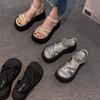 High-heeled sandals women's 2025 summer new thick-soled heightening fashionable versatile skirt Roman temperament sandals open-toe