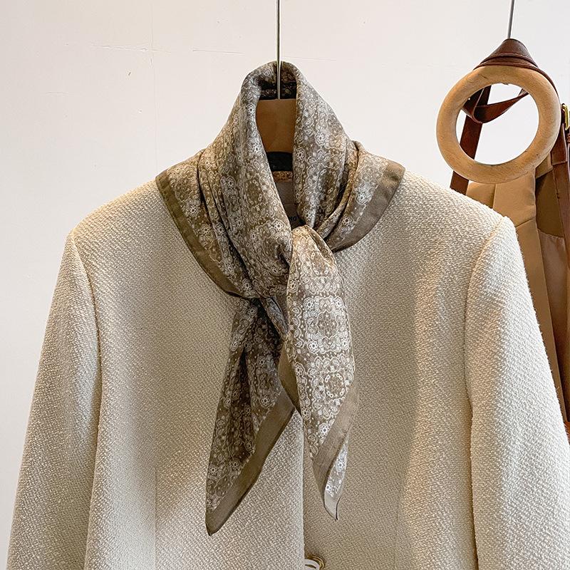Orange Cashew Flower Cotton and Linen Hair Scarf  Small Square Scarf  Women's Thin Scarf  Linen Headscarf  Versatile Shirt