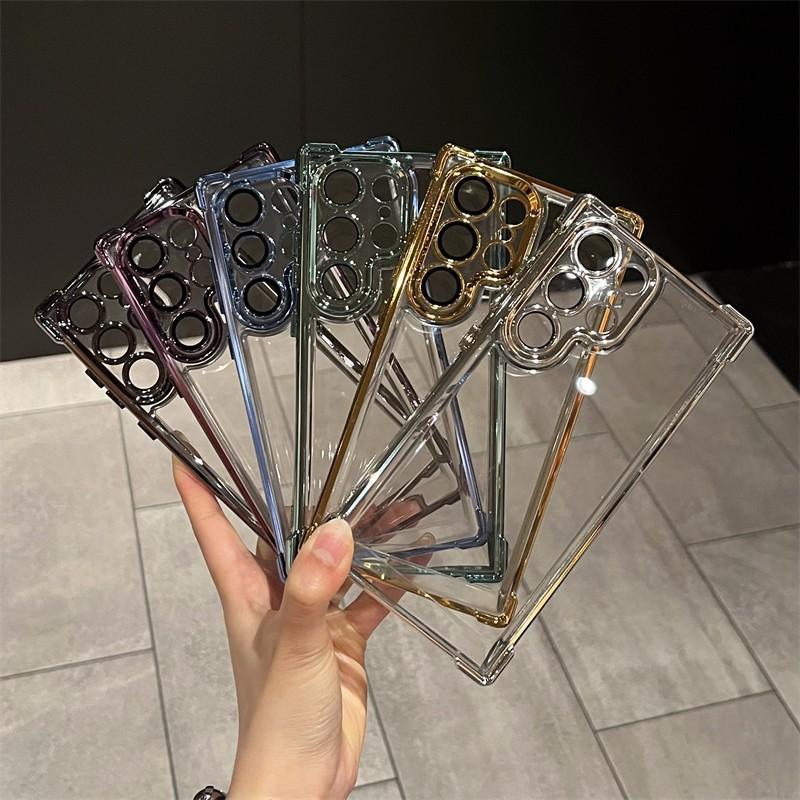 Applicable To Samsung S26Ultra Mobile Phone Case A56 with Lens Film Electroplated Four-corner Airbag All-inclusive Anti-drop TPU Soft Case