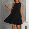 2025 Independent Station European and American Early Spring New Women's Clothing Solid Color Round Neck Sleeveless Vest Dress