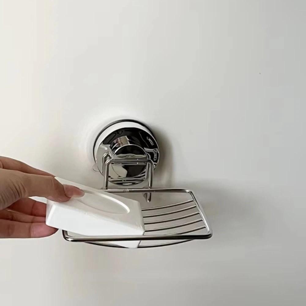 Stainless Steel Soap Dish Vacuum Suction Cup Sponge Holder Space Saving Soap Tray Shower Room