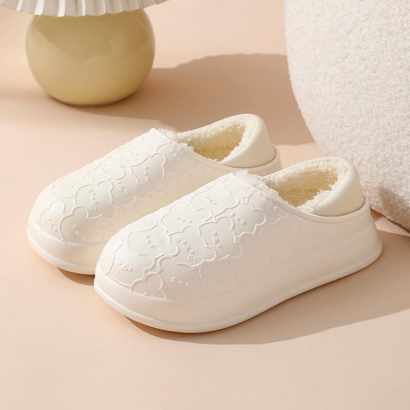 Women's Plush Cotton Winter Slippers with Heels & Men's Thick-Soled Soft Home Slippers for Outdoor Wear