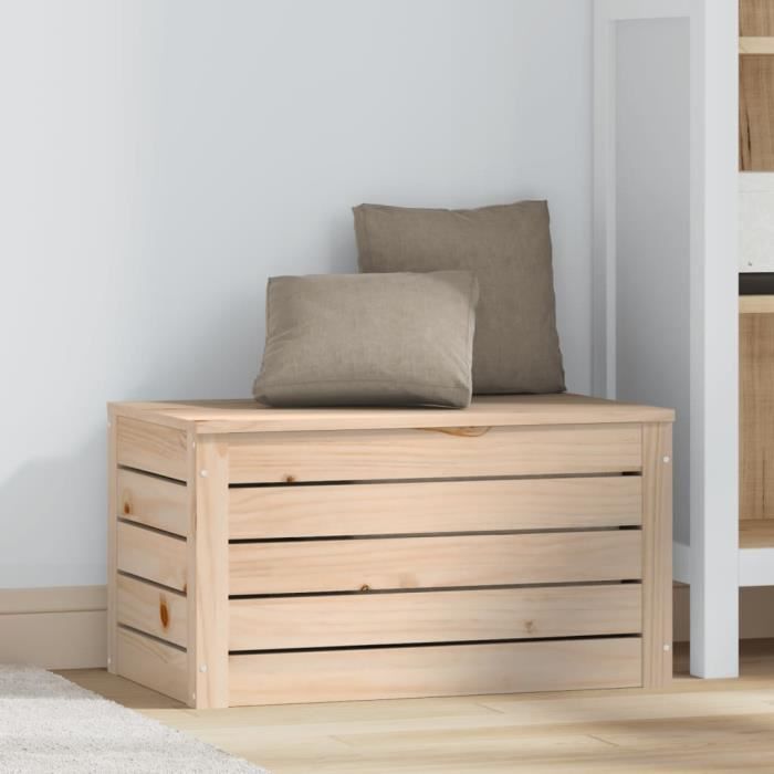 823614 vidaXL Boîte de rangement 59,5x36,5x33 cm Bois massif de pin
