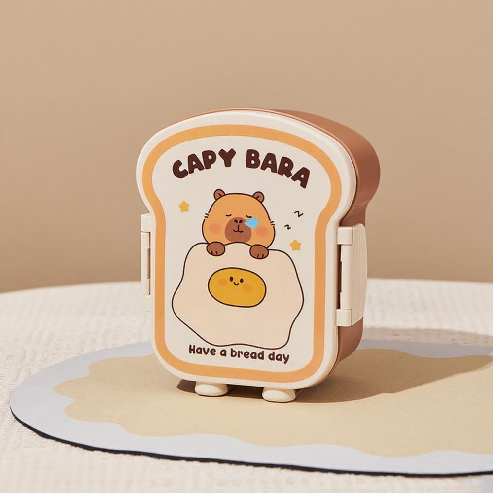 Cute Capybara Lunch Box Toast Shape 1000ml Large Capacity Food Storage Box Grid Seal Meal Boxes for Outdoor Picnic School