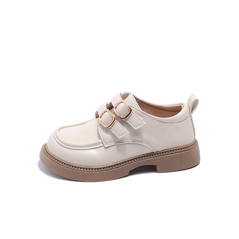 

Children Leather Shoes Buckle Solid Color School Spring Kids Flat Shoe 23-36 Unisex Fashion Round Toe Flexiable Boys Girls Shoe 23