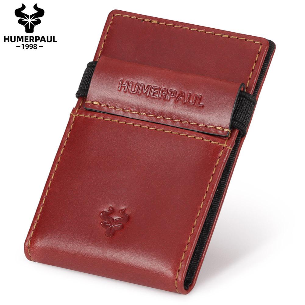 

HUMERPAUL Ladies wallet first layer cowhide multi-card slot leather anti-degaussing RFID change ID card holder card holder красный