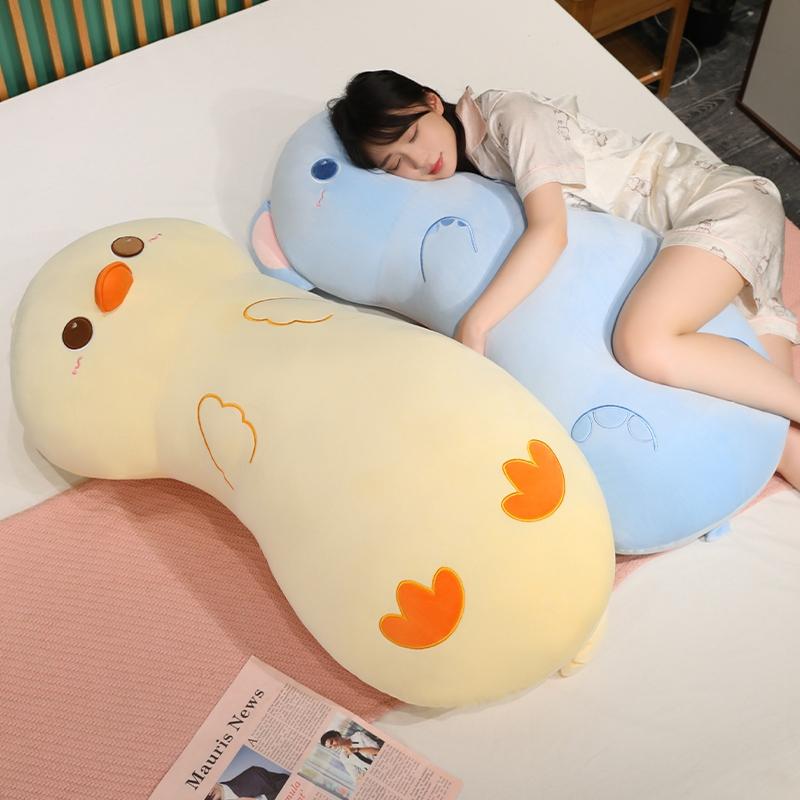 Cartoon Long Body Pillow Duck Pig Elephant Plush Cushion Soft Fluffy Animal Stuffed Pillow Sofa Bed Sleeping Hugging Decor
