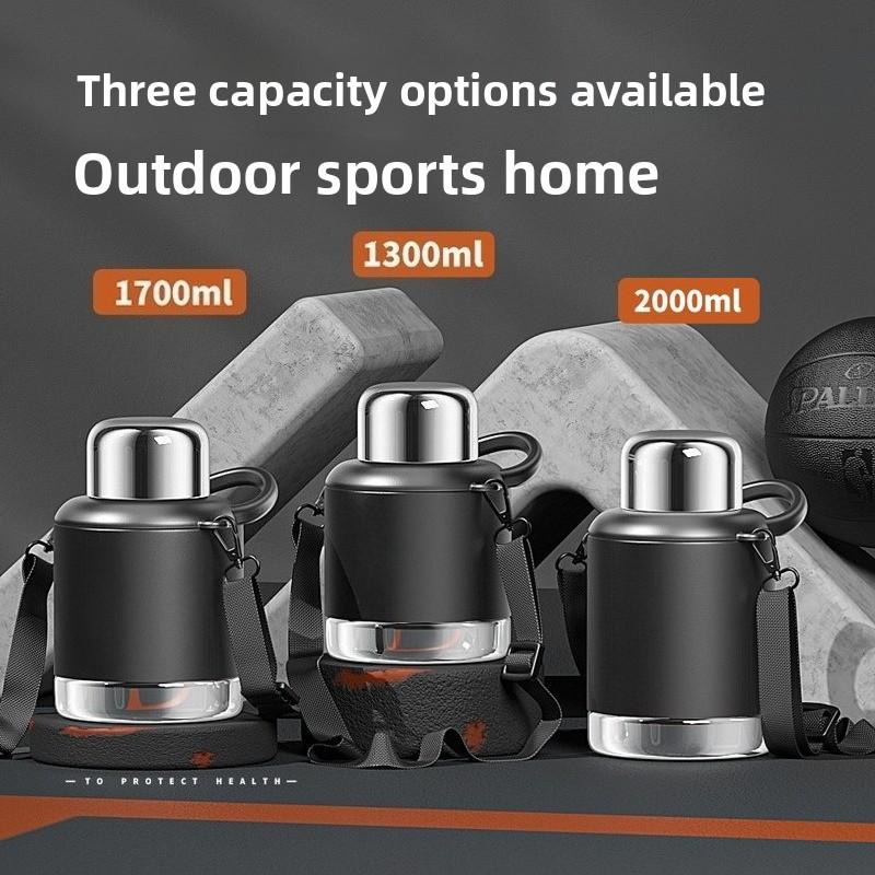 New model stainless steel outdoor sports portable insulated cup - Large capacity cold and hot water bottle