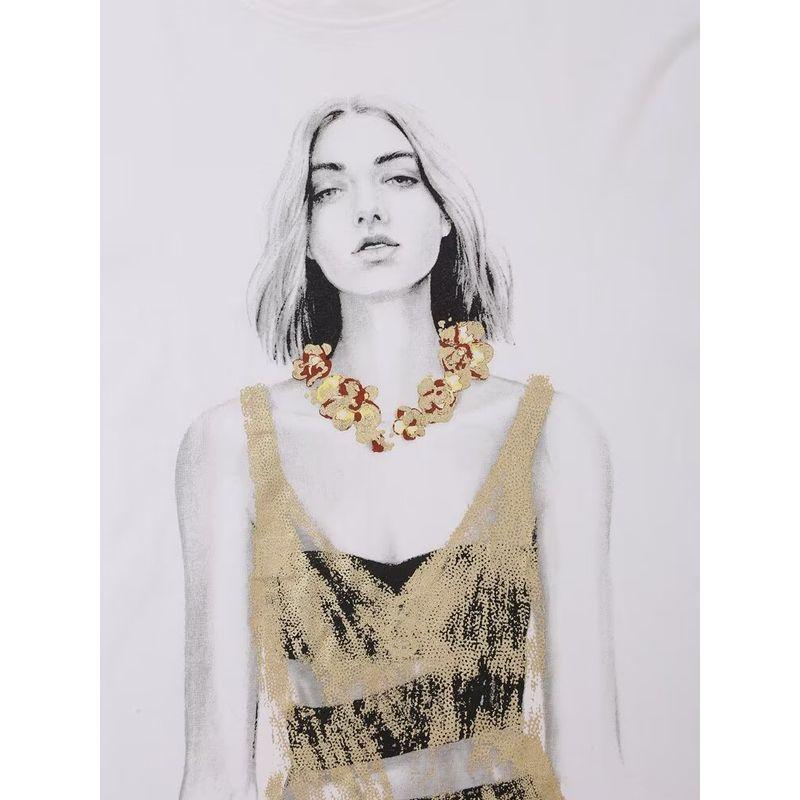 Kaslead New Arrival Women's Clothing Fashion Style Stylish Simple and Versatile Casual Round Neck Short Print T 5644672