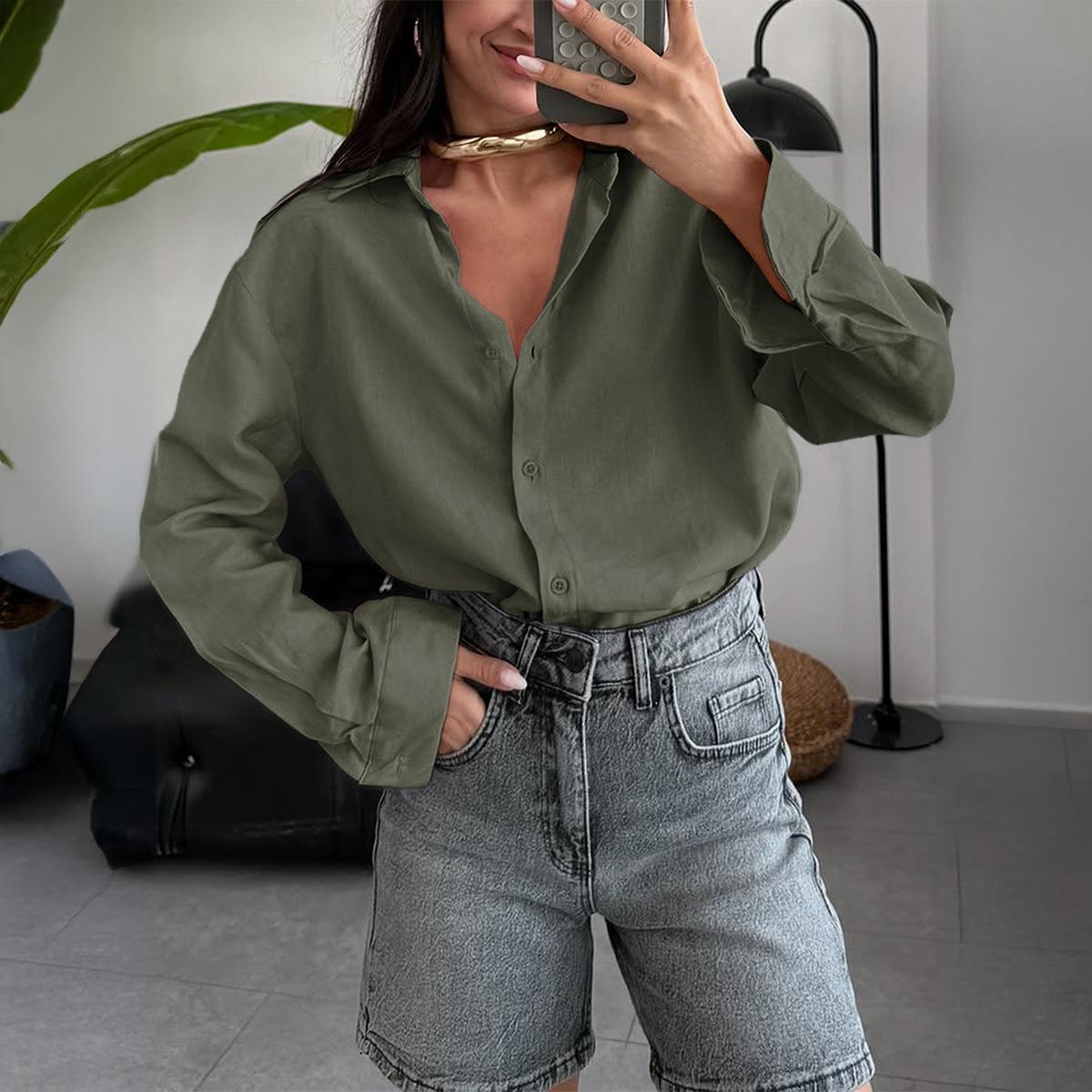 

Элегантный кардиган с длинным рукавом Baita, топ-рубашка для женщин, осень и зима 2025 S зелёный