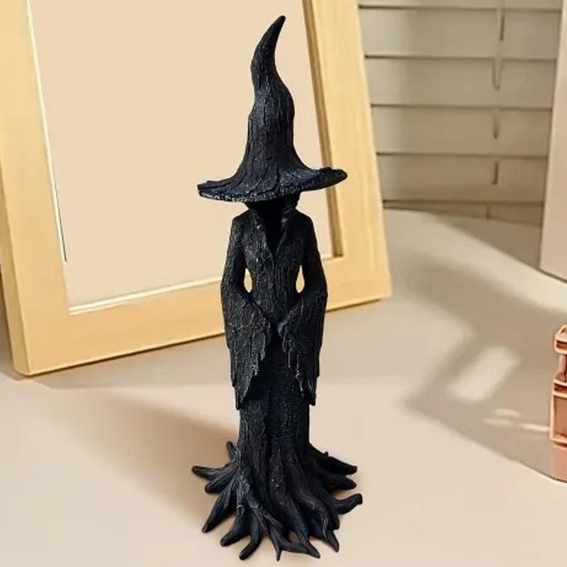 Fantasy-Ornament Vintage Hexenstatue Harzhandwerk Tischdekoration Halloween Gotische Figur Magier-Dekor Halloween-Dekorationen