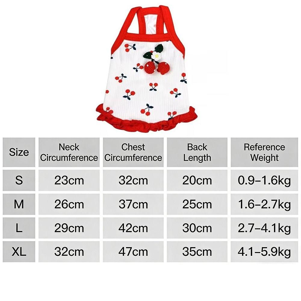 Breathable Cherry Dog Vest Soft Pet Dresses New Dog Clothes  Pet Supplies