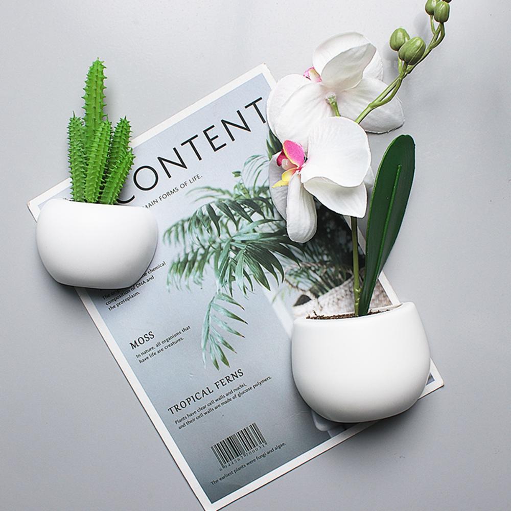 Flower Artificial Plant Succulent Potted Fridge Magnets Board Stickers Note Holder Message Sticker